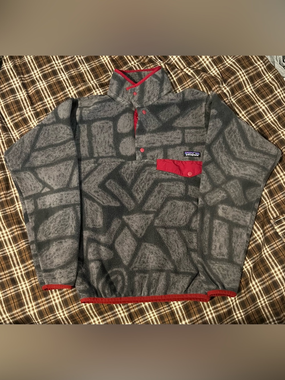 Patagonia Aztec Tribal Stone Synchilla Snap-T Pullover Fleece Jacket Mens XS
